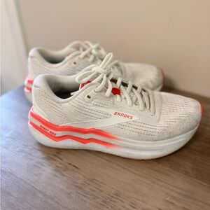 Brooks White and Neon Orange Running Shoes